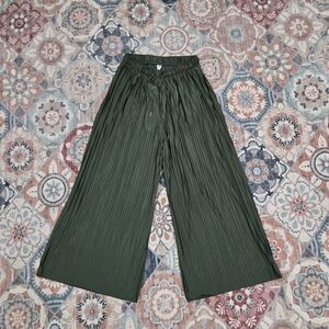 Zenana Army Green Pleated Woven Wide-Leg Pants XL